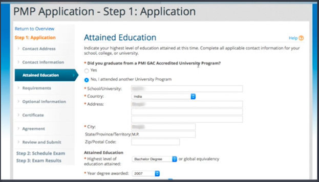 pmp new form for application