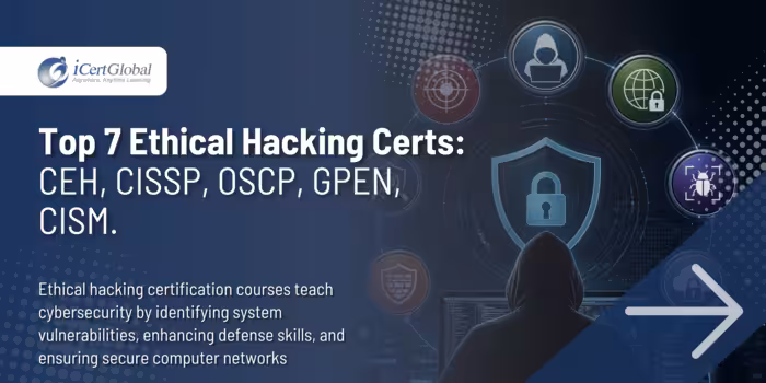 Top 7 Ethical Hacking Certs: CEH, CISSP, OSCP, GPEN, CISM.